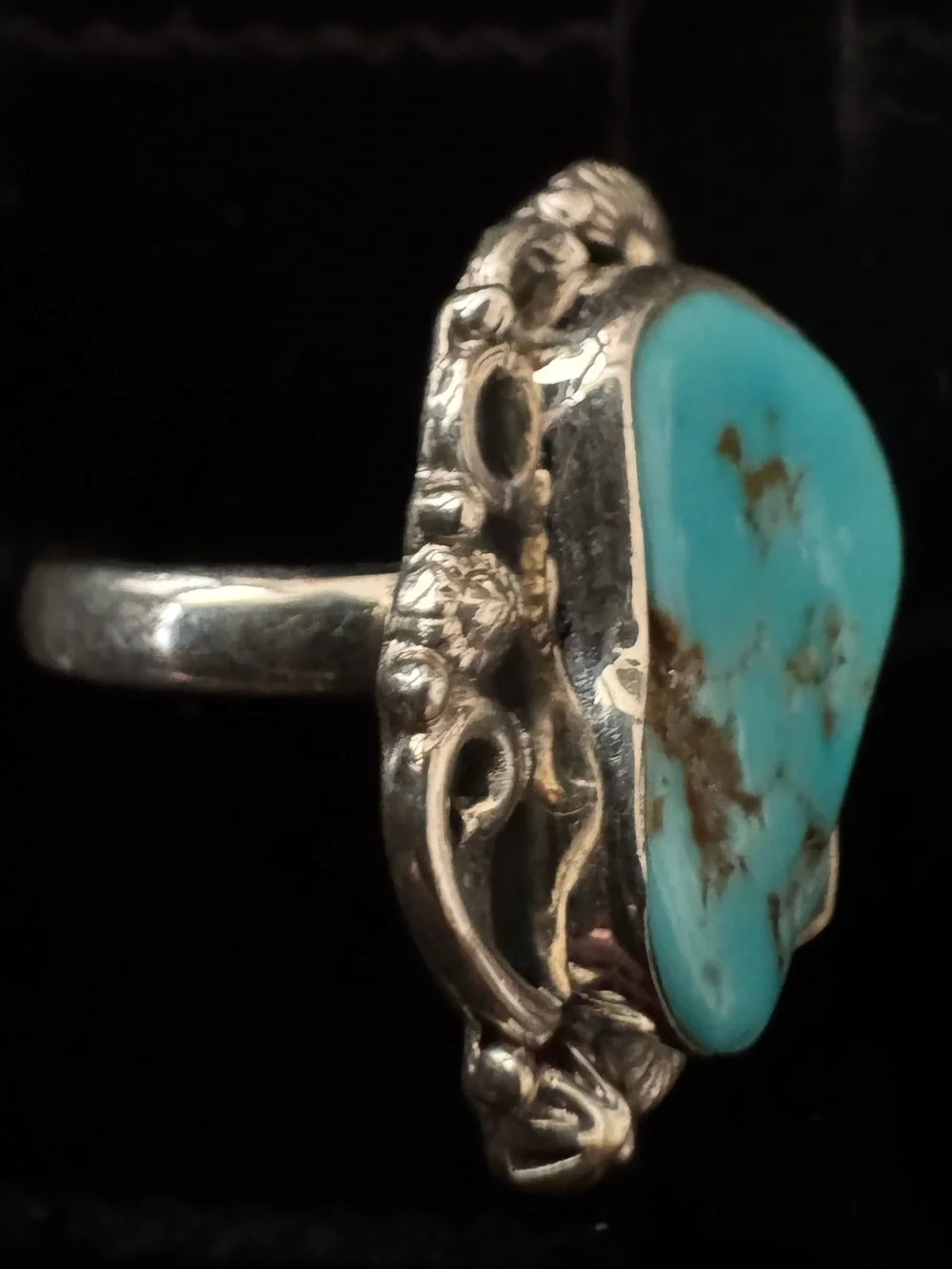 Genuine Kingman Turquoise Stone sterling‎ Silver statement Ring